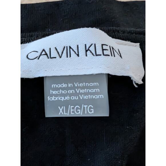 Calvin Klein Black Tan White Stripe Logo V Neck T-Shirt Tee Dress Womens XL - Picture 5 of 5